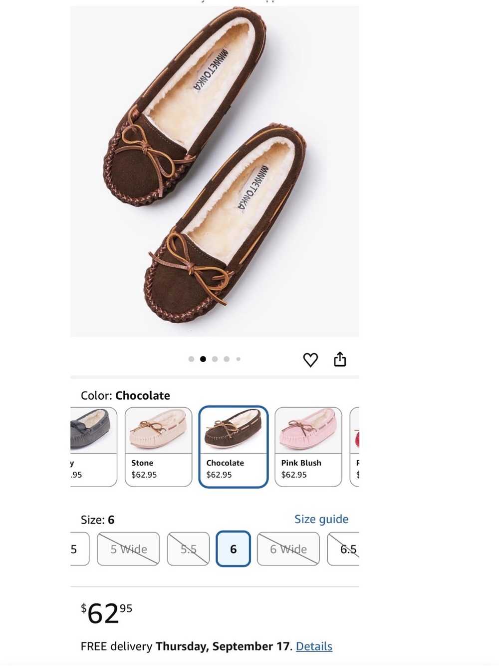 Minnetonka Cally Moccasins in Chocolate